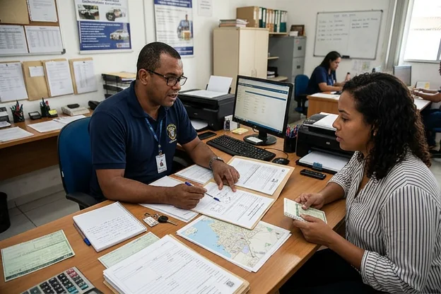 Profissional orientando cliente sobre sinistros.