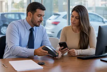 Profissional realizando pagamento de débito de veículo em Camaçari.